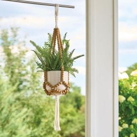 Better Homes & Gardens Wood Brown Beaded Plant Hanger, 1 Count