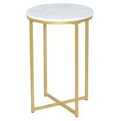 X-Shaped Marble Top Small Round Side Table End Table