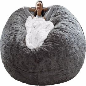 Bag Chair Cover(it was only a Cover; not a Full Bean Bag) Chair Cushion; Big Round Soft Fluffy PV Velvet Sofa Bed Cover; Living Room Furniture; L
