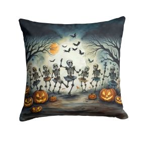 Dancing Skeletons Spooky Halloween Throw Pillow Machine Washable, Indoor Outdoor Decorative Pillow for Couch, Bed or Patio, 14Hx14W